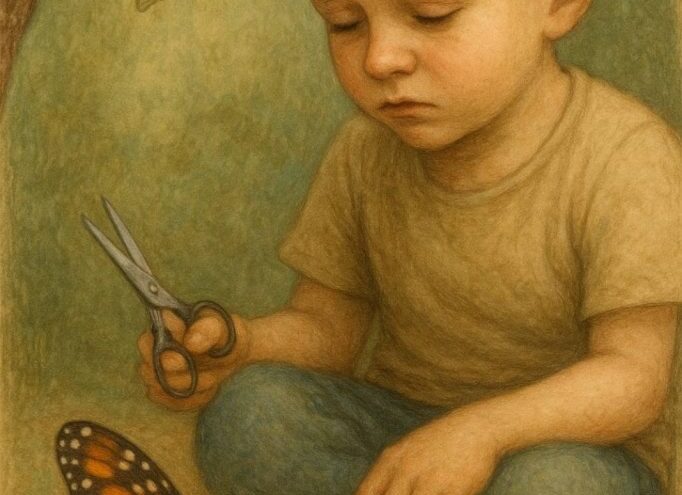 Ilustracija uz priču „Dječak i leptir“ 